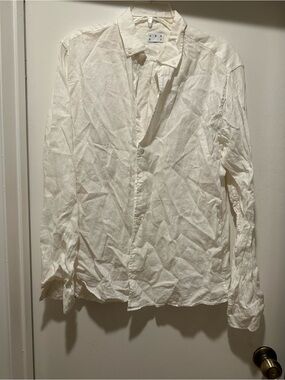 ASKET The Linen Shirt Men's White Lightweight Button-Down Shirt Size Large
